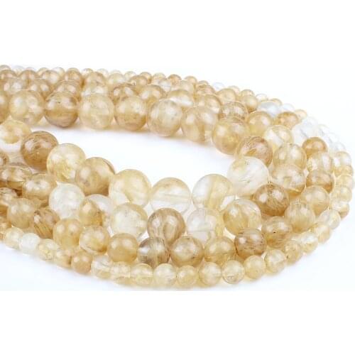 Natural Semi-precious Stone Loose Beads Tea Watermelon Quartz Crystal Beadwork Bracelet Necklace Chain DIY Jewelry Making B32