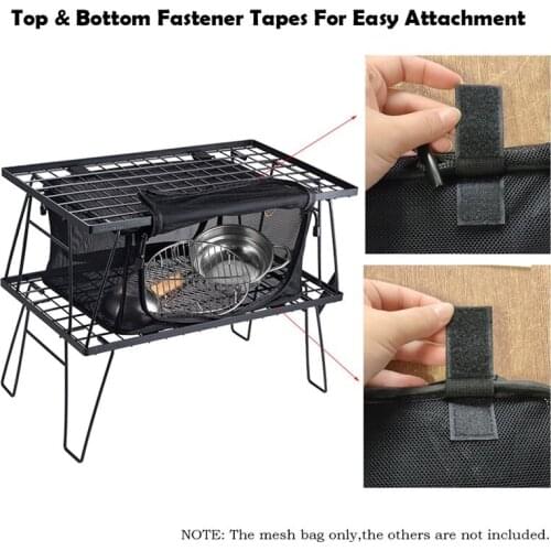 Outdoor Folding Mesh Storage Bag Portable Organizer Mesh Storage Case Camping Desk Mesh Bag for Camping Fishing Mounteering