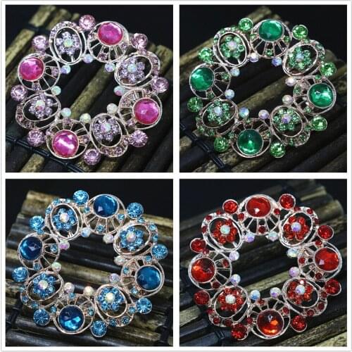 Unique semi-precious large round antique rose gold-color brooches for vintage crystal gift fine jewelry U