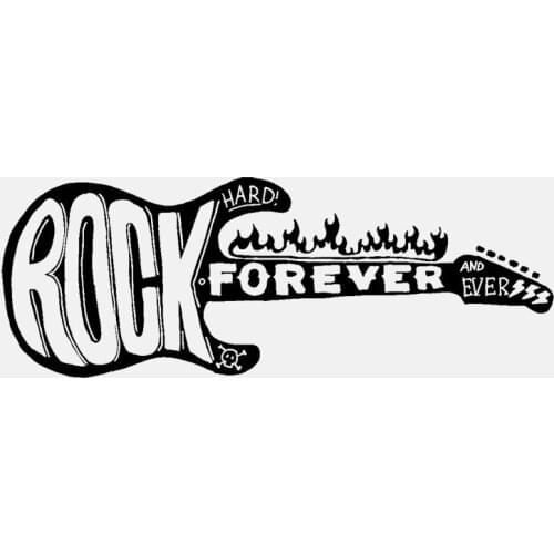 Hot Cartoon Car Sticker Music Rock Forever Guitar Fire Motorcycle Vinyl Waterproof Rearview Mirror Pvc 15cm X 6cm
