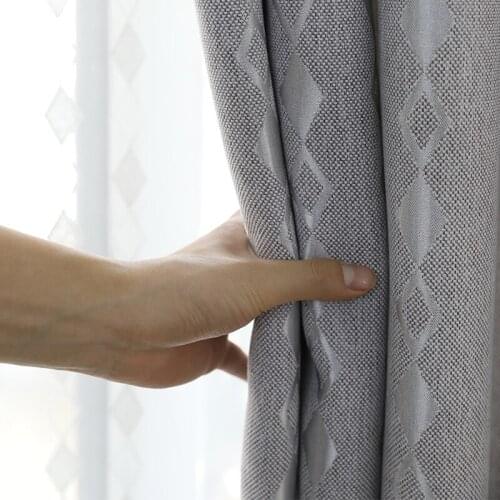 Blackout Curtains for Living Room Modern Thick Geometric Curtains for Bedroom Grey Window Treatments Kitchen Curtains Custom