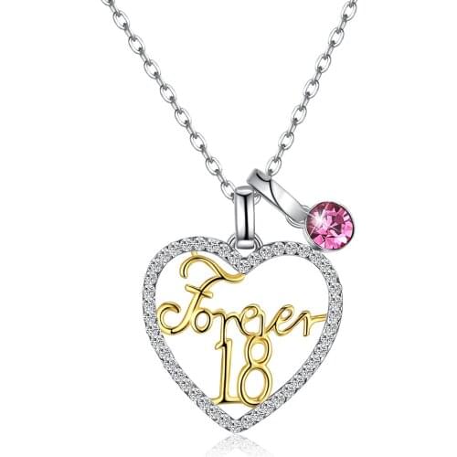 ZEMIOR 925 Sterling Silver Pendant Necklace For Women Heart Shaped Sweet Forever 18 Austria Crystal Necklace Gifts Fine Jewelry