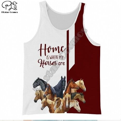PLstar Cosmos Beautiful Horse Sleeveless Tank Top New Fashion Women men Harajuku Casual 3D printed Animal Vest o-neck Style-9