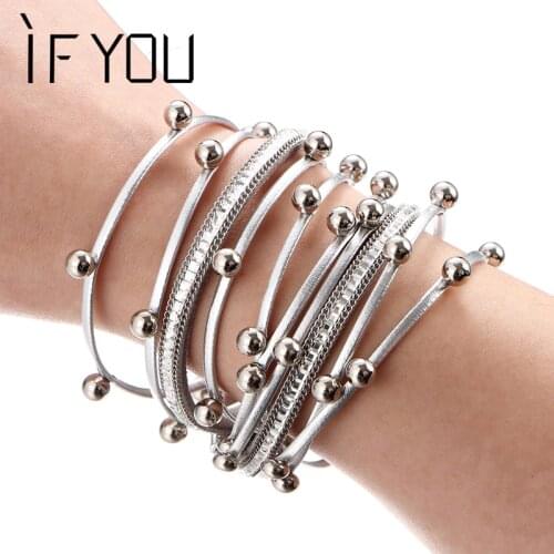 IF YOU Vintage Multilayer Beads Leather Bracelet For Women Classic Bell Rope Charm Bracelets Fashion Jewelry Femme Pulsera Gifts