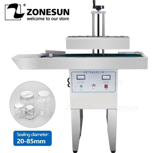 Zonesun Vertical Sealing Machine Electromagnetic Continuous Induction Aluminum Foil Sealing Machine Indution Automatic Sealer