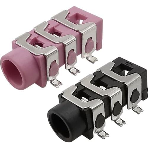 10Pcs PJ-313D SMD 6Pin 3.5mm Female Jack Stereo Audio Connector PJ313D 3.5 mm Headphone Socket Black and Pink