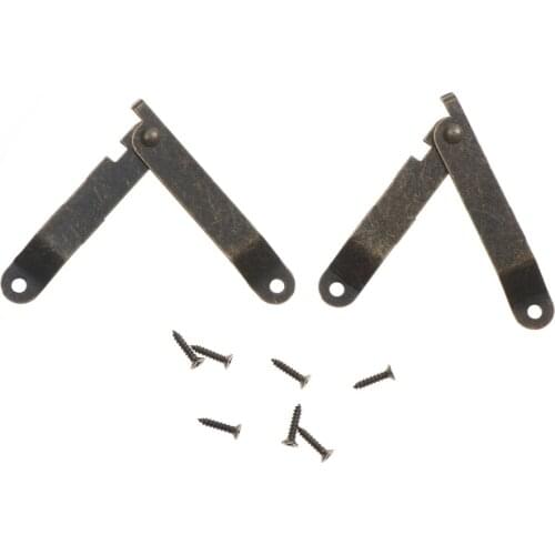 2pcs Antique Bronze Lid Support Hinges Stay For Box Display Furniture Accessories