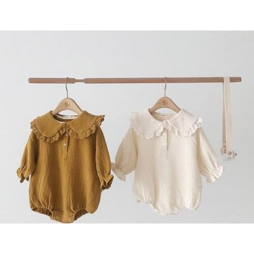 2021 new babys girls ruffles romper cotton full sleeve spring fashion babys jumpsuit 6-24 month YL721