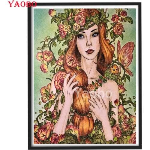 5D Square Diamond Embroidery Flower Fairy Woman Mosaic Handmade Diy Diamond Painting Cross Stitch Rhinestones Home Decor Gift