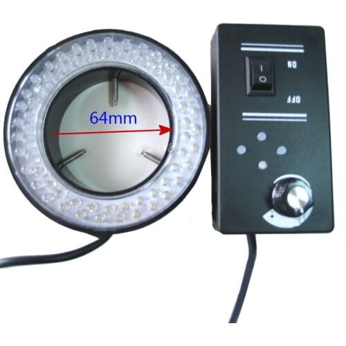 64 LED Microscope Ring Lamp 4 Zone Control Working Distance 30-160mm Industrial Visual Light Source Microscopio Illuminators