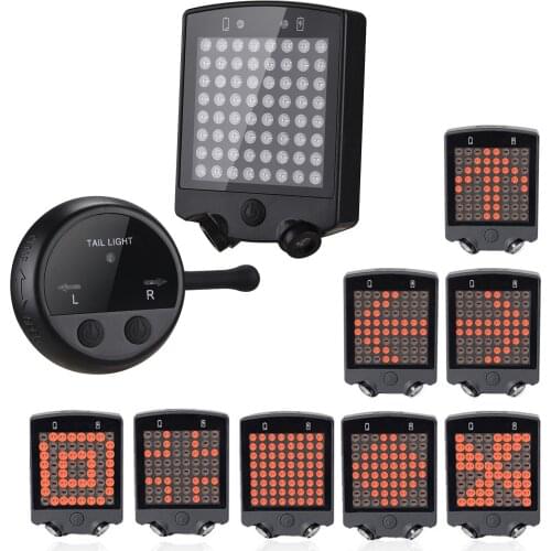 64 LED Automatic Direction Indicator Bicycle Rear Taillight USB Cycling Bike Warning Turn Signals Light with Wireless Controller