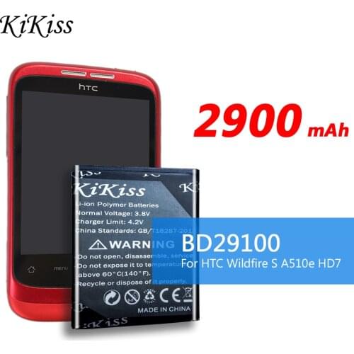 KiKiss 2900mAh Phone Rechargeable Battery BD29100 For HTC Wildfire S G13 A510C A510e HD3 HD7 HD7S T9292 T9295 T9292 Batteries