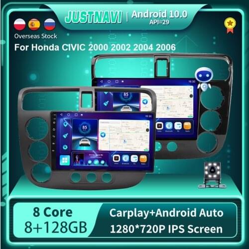 Android 10.0 Car Radio Player 6G 128G GPS Multimedia For Honda CIVIC LHD 2000 2002 2004 2006 DSP Carplay Auto 1280*720P 4G WIFI