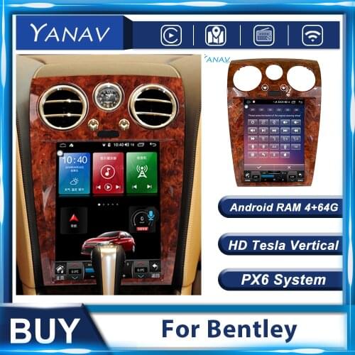 12.1 Inch Car Stereo Receiver Radio Tesla Style Screen GPS Navigation For Bentley Android Video Multimedia Player Head Unit Auto