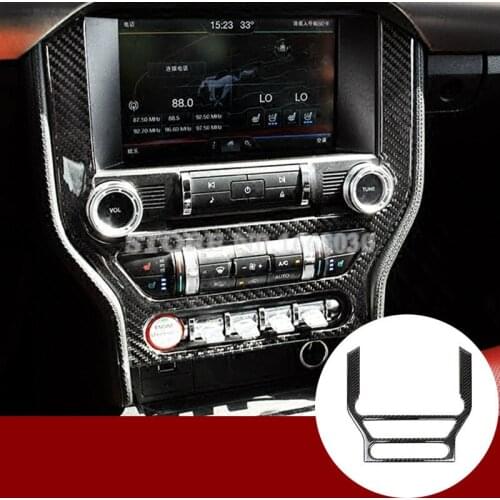 Carbon Fiber Center Console CD Panel Trim Cover 1pcs For Ford Mustang 2015-2017 Car accesories interior Car decoration