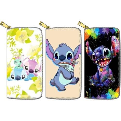 Disney Stitch Wallet girl boy cartoon pu coin purse children Clutch kid card holder
