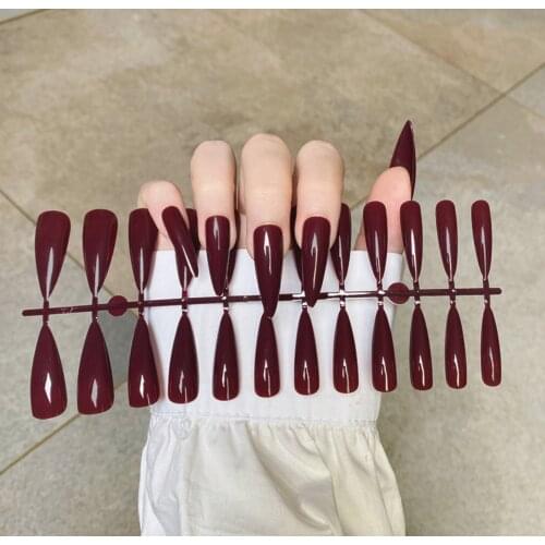 Long Pointy False Nails Press On Nails Top Forms for Nails Coffin Nail Tips Nails Fake Manicure Reusable False Nail Polish Glue