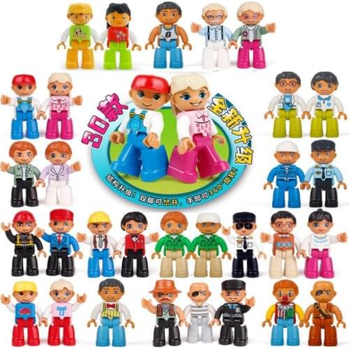 Updated Locking Figures Family Police Dady Mommy Grandpa Grandma Big Size Building Blocks Toy for Children Figure Toy Baby Gift