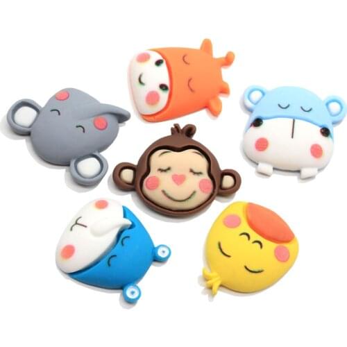 Kawaii Cartoon Duck Monkey Elephant Resins Animal Flatback Resin Cabochons Embellishments Scrapbook Craft DIY Hair Acce