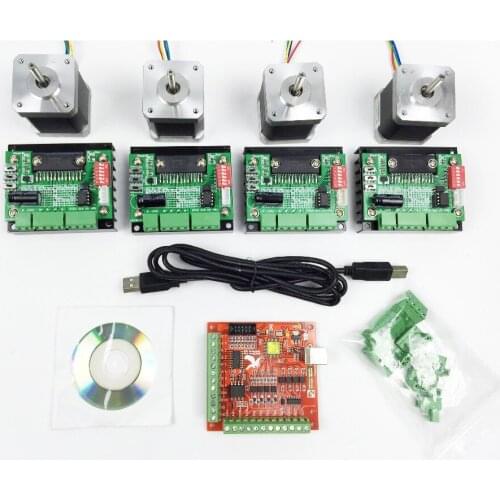 CNC system control system kit,1pcs Red Flying Eagle board + 4PCS 42 Stepper Motor kit + 4PCS Motor driver TB6560A
