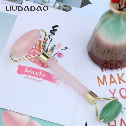 LIUDADAO New Mixed Face Rollers Natural Crystal Skin Care Facial Massager Rose Quartz Aventurine Double Head Beauty Health Tool