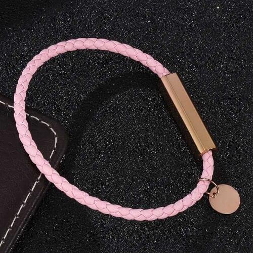Fashion Pink Leather Bracelet Women Bracelet & Bangle Magnetic Clasp Charm Women Jewelry Gift BB0736