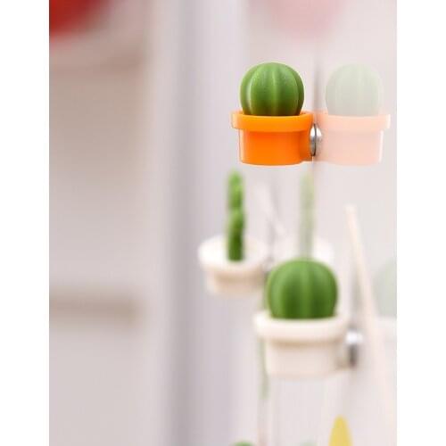 Cactus Refrigerator Stickers 6 Packs Cute Succulent Green Plants Small Potted Magnetic Cactus Refrigerator Message Stickers