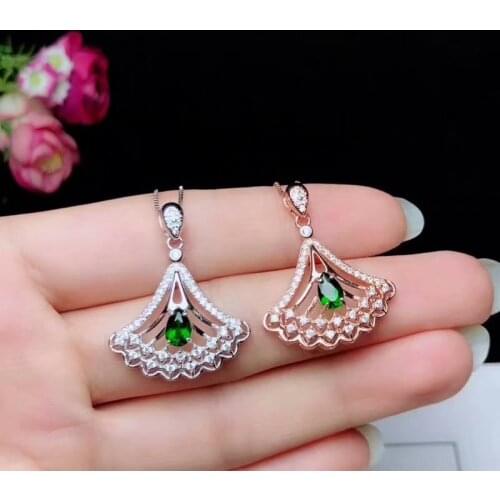 New pendant, fresh fashion. 925 Pure Silver Natural Permetroxene necklace pendant 4 * 6 mm stone inch Support for testing fideli