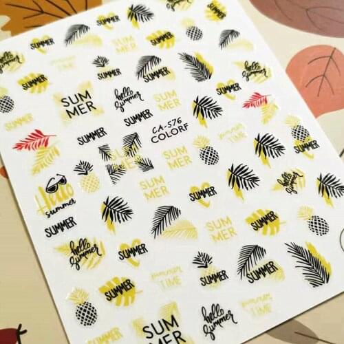 Newest CA-576 578 design 3d nail sticker decal export Japan rhinestiones DIY decorations for nail wraps