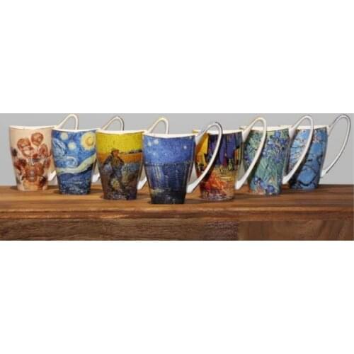 New Vintage Creative gift Van Gogh oil painting colored drawing ceramic cup large capacity lover mugs bone china coffee milk tea