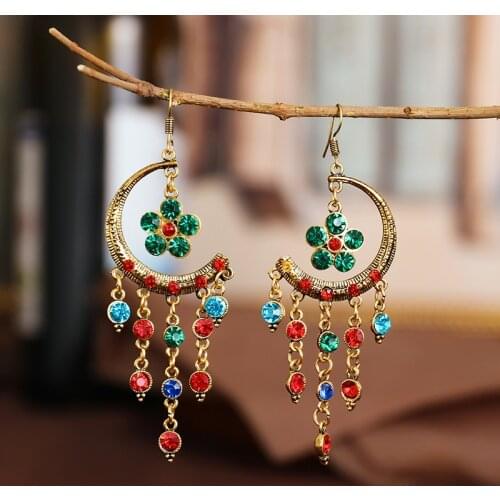 New Trendy Moon Shape Dangle Earrings for Women Temperament Fashion Geometry Metal Acrylic Pendant Earrings Party Jewelry