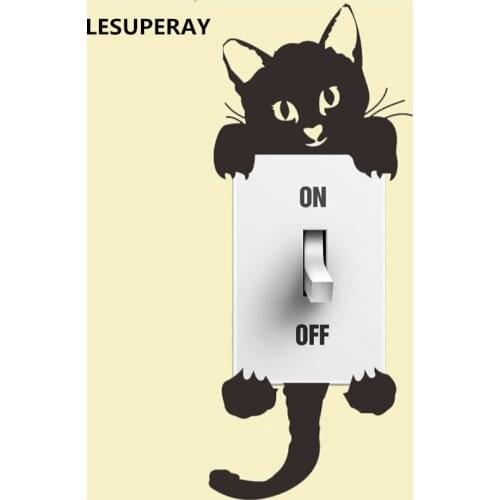 NEW 1PC Creative Black Cat Light Switch Wall Sticker Art Design Funny Home Decor