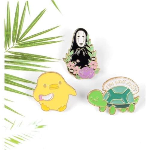 Creative Fun Cute Cartoon Student Faceless Male Brooch Fashion Shirt Chick Turtle Flower Alloy Enamel All-match Clothing Badge