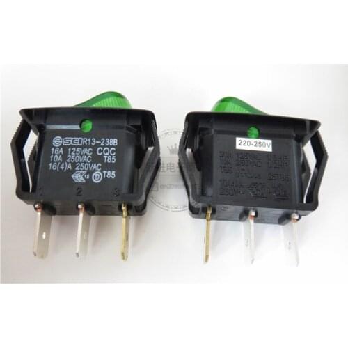 Original new 100% R13-238B rocker switch 3pin 2gear single channel switch 10A with lamp warping plate