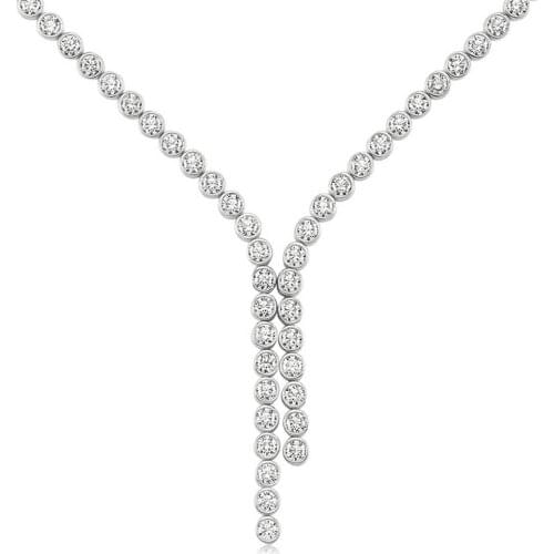 Valori Jewels 8.25 Carat, Zirconia White Gemstone, Rhodium Plated, Tennis Necklace