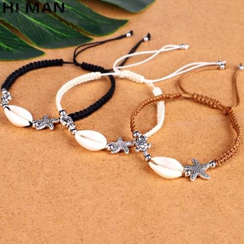 HI MAN Trendy Starfish Turtle Shell Bracelet Women Adjustable Handmade Creative Bracelets Beach Summer Jewelry Gift Wholesale
