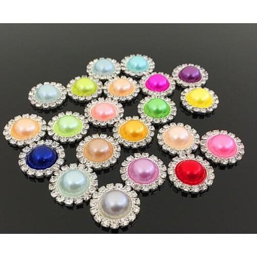 5pcs/Lot 15mm Pearl Wedding Diamond buttons Factor Outlets Rhinestones buttons DIY Hair Accessory Decorative button