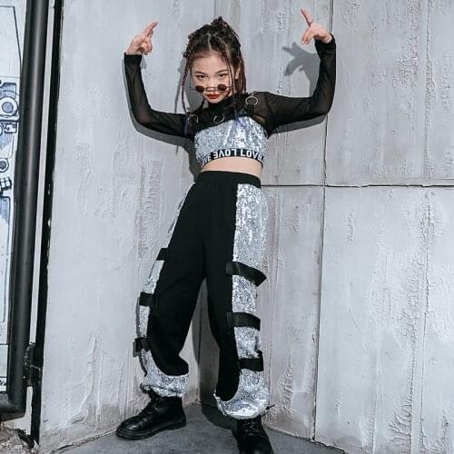 Sequins Hip Hop Dancewear Kids Cheerleader Uniform Teenage Girls Clothing Designer Clothes Jazz Dancer Outfit Girls Sets DL7560