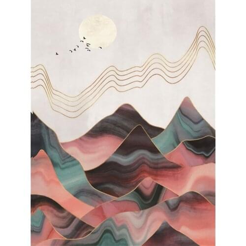 Modern Abstract Landscape Printed Canvas 11CT Cross-Stitch Patterns Embroidery DMC Threads Knitting Handicraft Decor