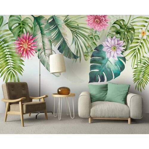 Papel de parede fresh green leaves watercolor 3d wallpaper mural,living room TV sofa wall bedroom kitchen wall papers home decor