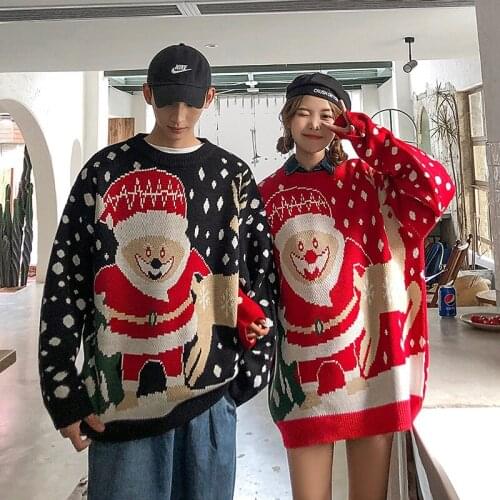 VERSMA Korean Knitted Oversize Red Ugly Christmas Sweater Men Women Pullover Winter Warm Harajuku Sweaters Male Female Plus Size