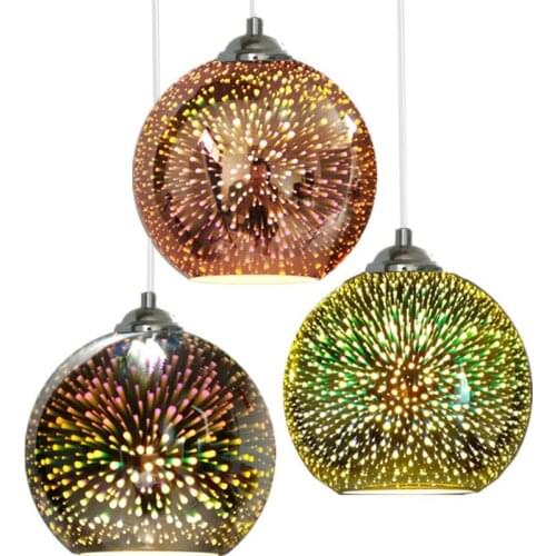 3D Stained Glass Ball Retro Pendant Light Kitchen Dining Room Bar Bedroom Industrial Pendant Lamp Luminaires Indoor Hanging Lamp