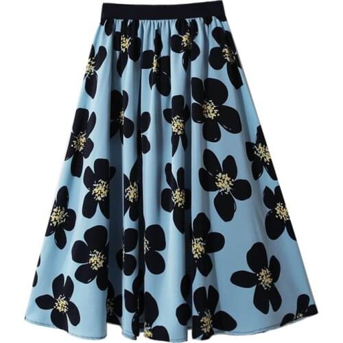 Fashion Flower Skirt Women Longi Summer Womens Aline Maxi Skirt Floral Long Skirts For Women High Elastic Waist