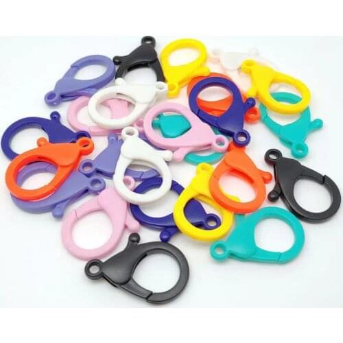 35mm Multi-Colors Mixed Plastic Snap Lobster Clasp Hooks For DIY Jewelry Making Bracelet Necklace Crafts Connector Accessories