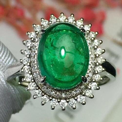 Fine Jewelry Real Pure 18 K White Gold 100% Natural Emerald 3.8ct Gemstone Diamonds Jewellery Females Rings for women Fine Ring