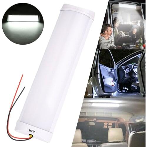 1pcs 12V LED Car Interior Dome Lights Roof Interior Dome Light White Strip Bar Lights ON/OFF Switch For Car Vehicle Bus Caravan