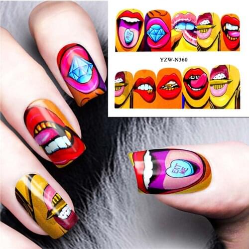 1PC nail art sticker kiss mouth sexy girls image printing ultra thin water transfer DIY manicure nail decals FW015