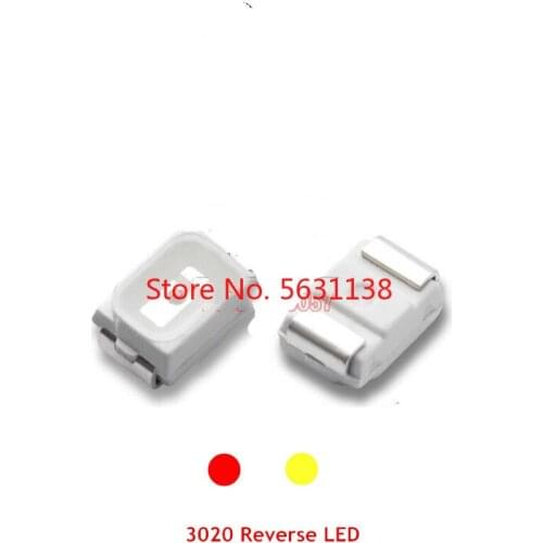 100PC 3020 SMD LED Reverse polarity RED/YELLOW 700-800MCD 20MA 1.8-2.0V Super bright light beads cree led COB chip led power led