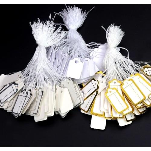 100pcs Rectangle Price Tags With Rope Paper Label For Jewelry Gift Cards Handmade DIY Baking Accessories Wholesale