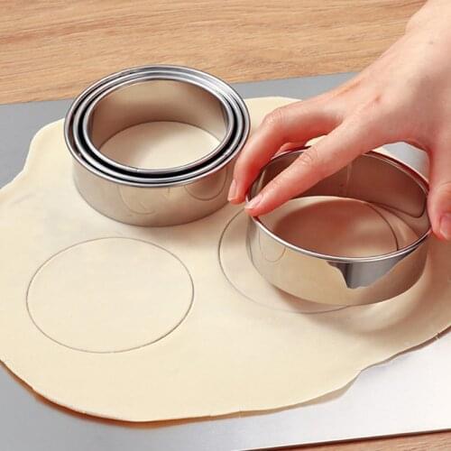 12 Pcs/Set Round Biscuit Mold Stainless Steel Cookie Cutter Baking Molds Baking Accessories Cookie Tools Home DIY Baking Mousse